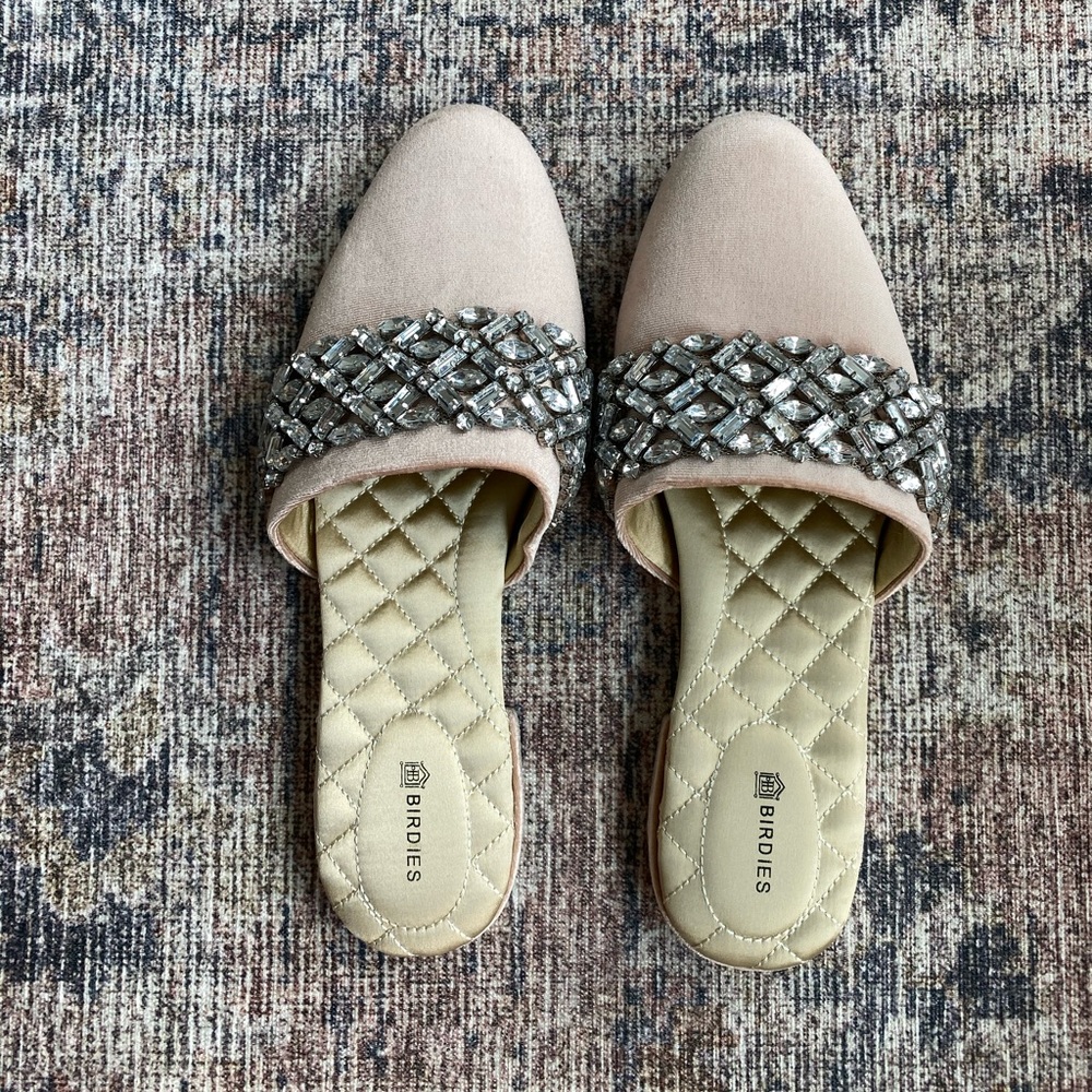 Birdies Slippers — Songbird in Rose Crystal Velvet